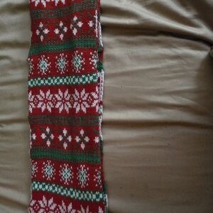 Festive Red and Green Knit Scarf